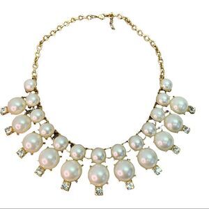 Faux pearl gold rhinestone costume jewelry necklace